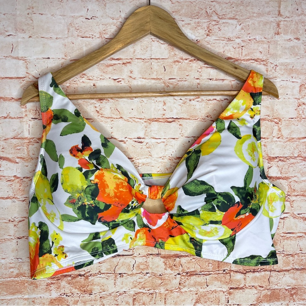 Lane Bryant Cacique Swim | Citrus Plunge Bikini Top Size 42C